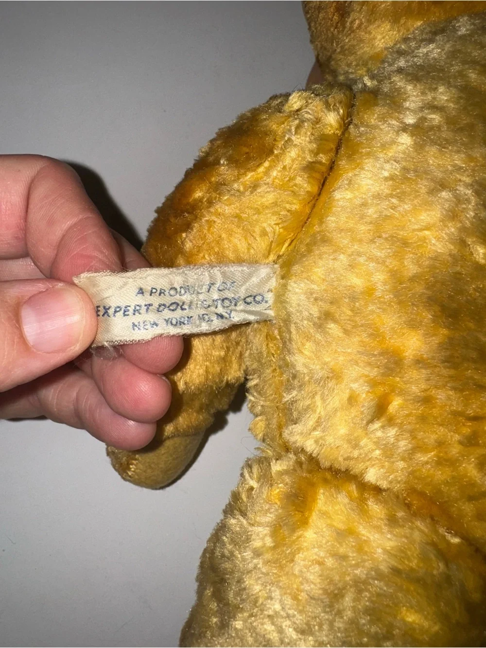 Expert Doll & Toy Co. NYC Vintage Antique Plush Teddy Bear from 1940s